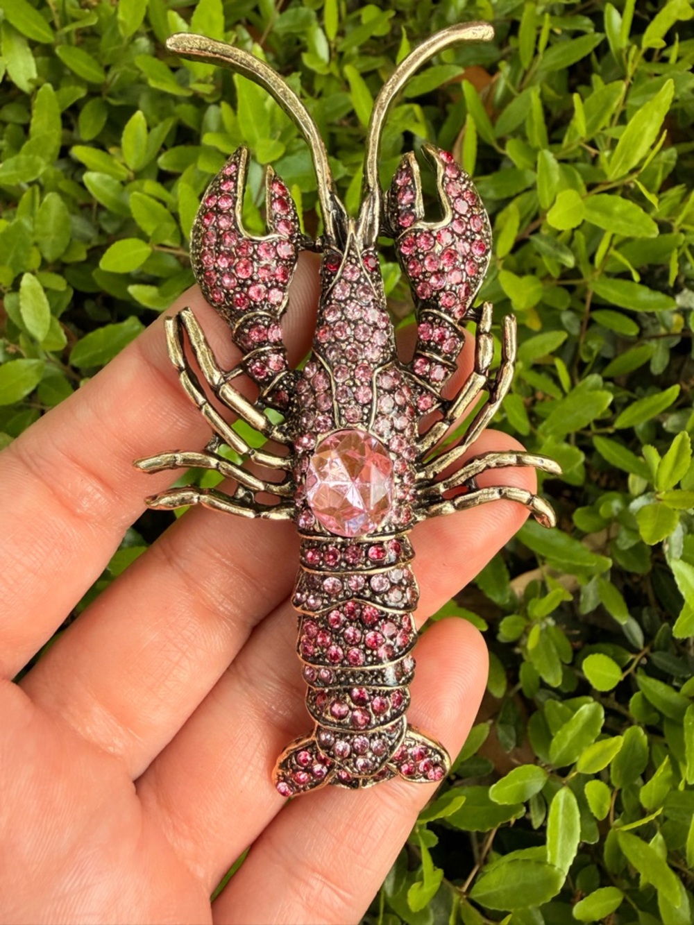 Pink Crystal Lobster Brooch Pin - Picture 5 of 7